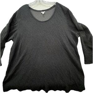 Pure J. Jill Womens Gauze Textured Top Size 3X Charcoal Grey 100% Cotton